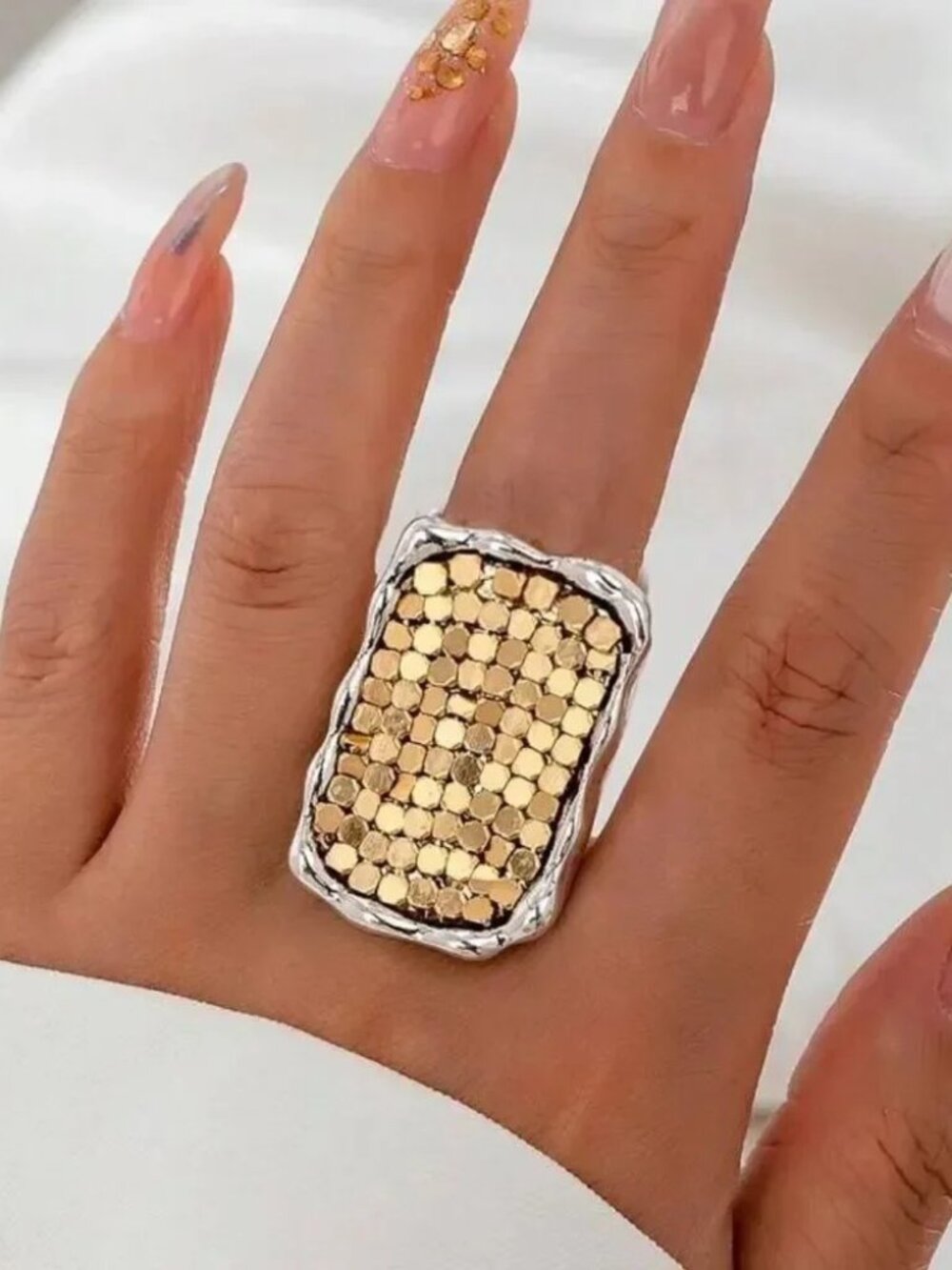 Elegant Gold and Silver Statement Ring R292